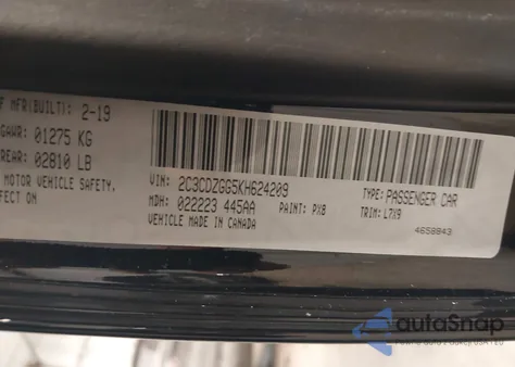 2019 Dodge Challenger Sxt Awd z USA, uszkodzony, nr VIN 2C3CDZGG5KH624209